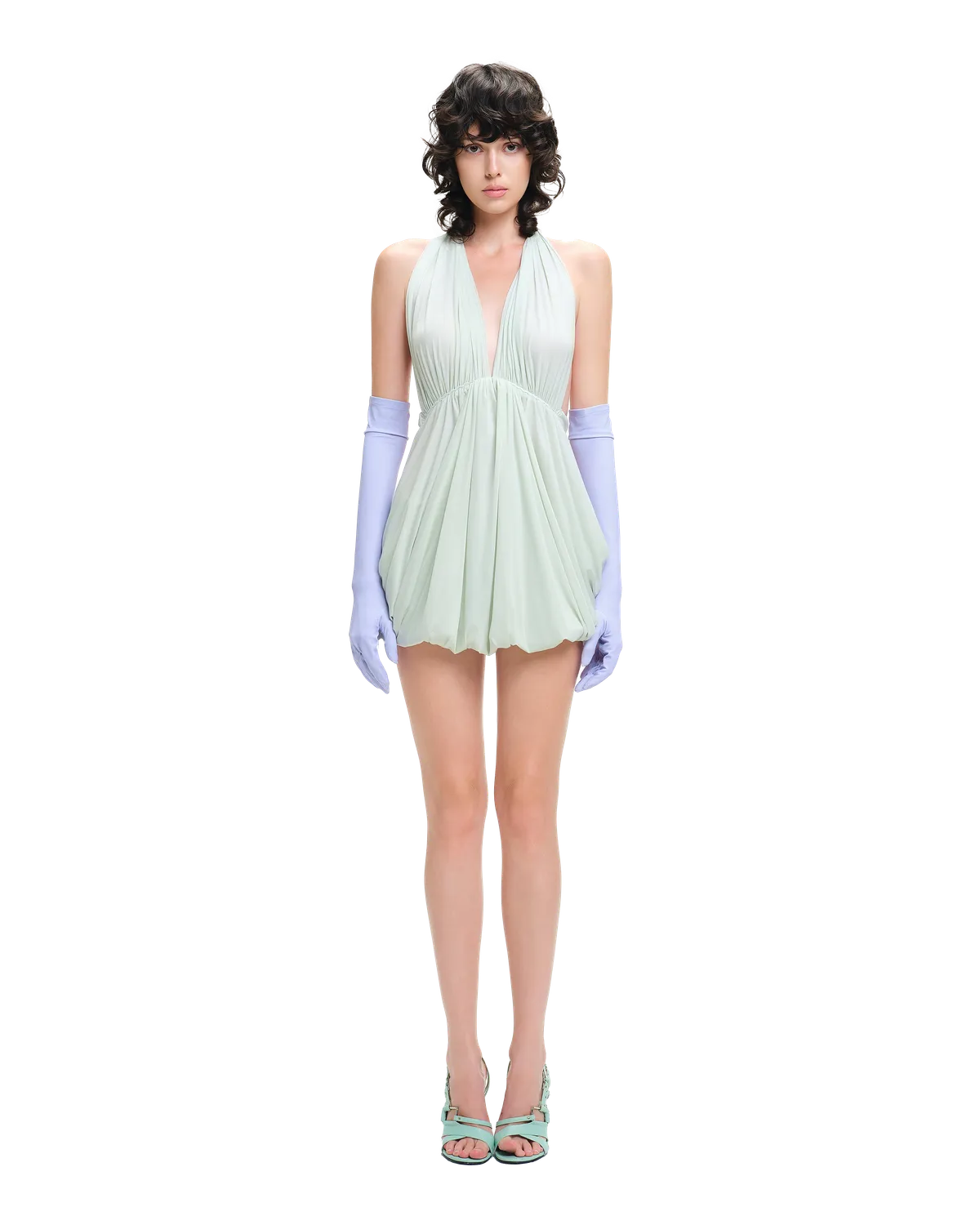 Jora Halter Bubble Jersey Mini Dress - Mist Blue